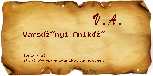 Varsányi Anikó névjegykártya